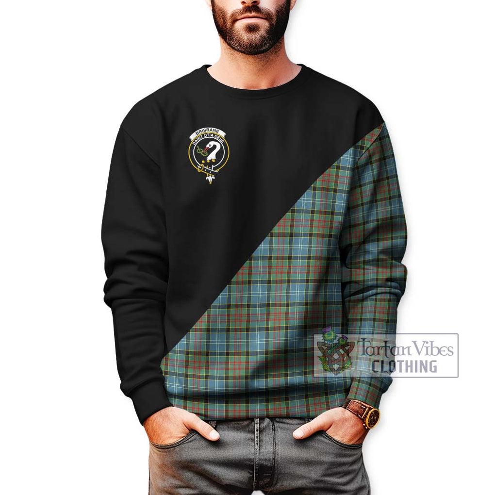 Brisbane Tartan Sweatshirt with Family Crest and Military Logo Style Unisex - Tartanvibesclothing Shop