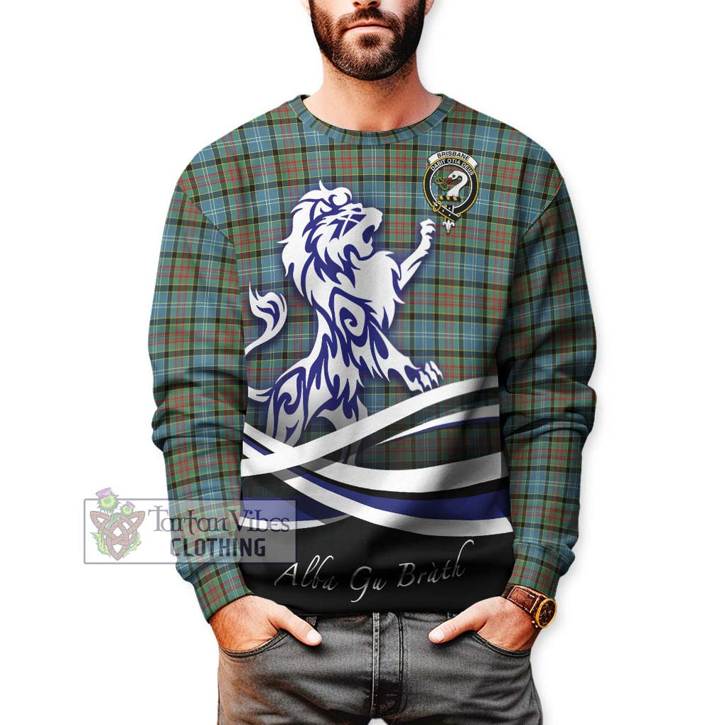 Brisbane Tartan Sweatshirt with Alba Gu Brath Regal Lion Emblem Unisex - Tartanvibesclothing Shop