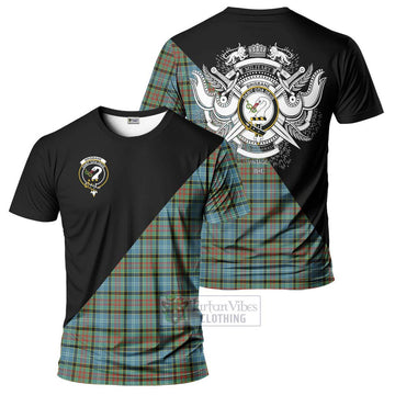 Brisbane Tartan T-Shirt with Family Crest and Military Logo Style