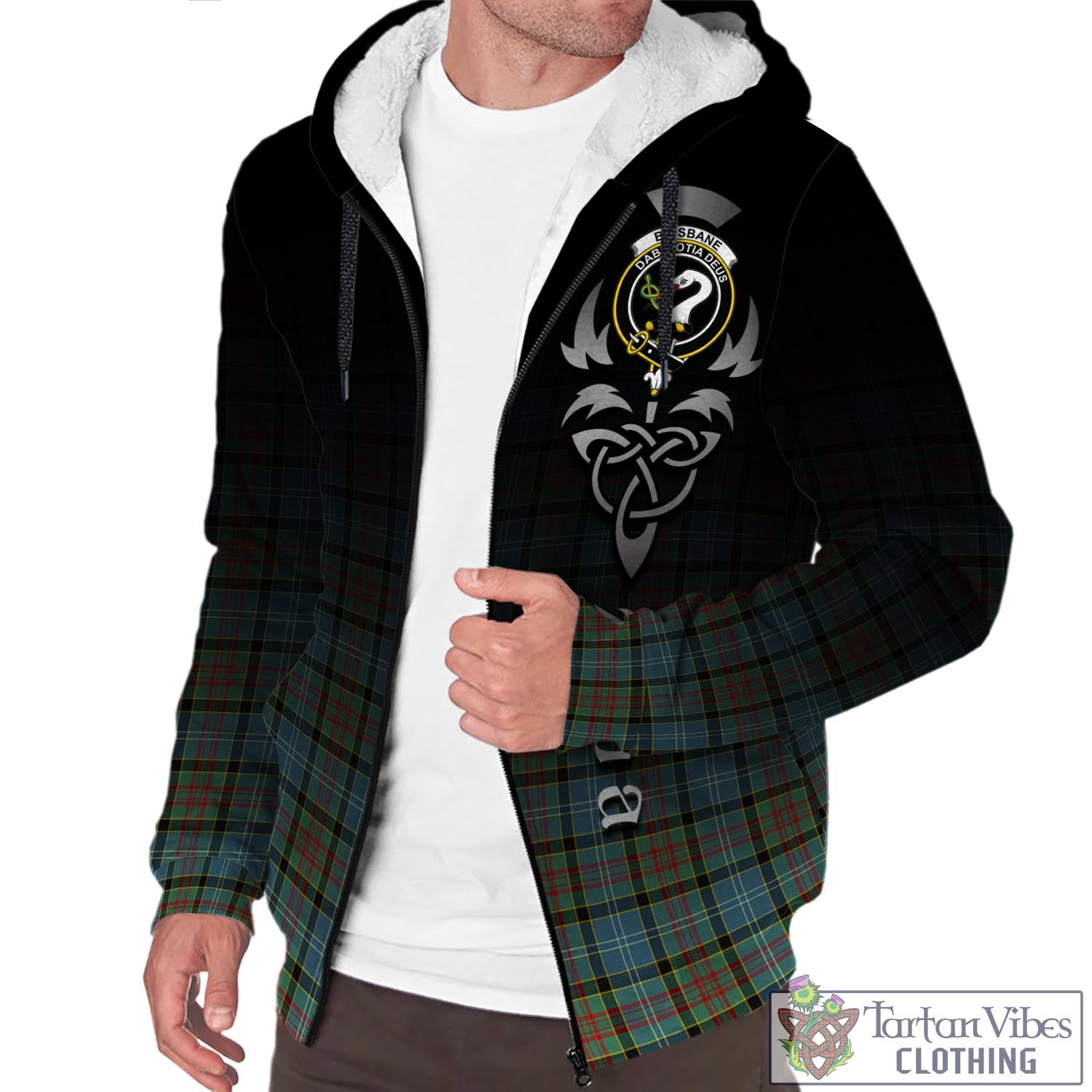 Tartan Vibes Clothing Brisbane modern Tartan Sherpa Hoodie Featuring Alba Gu Brath Family Crest Celtic Inspired