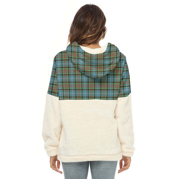 Brisbane Tartan Women's Borg Fleece Hoodie With Half Zip