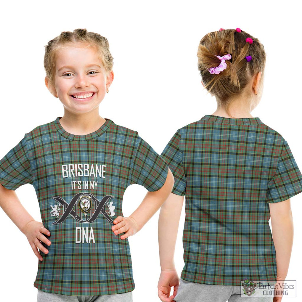 Brisbane Tartan Kid T-Shirt with Family Crest DNA In Me Style - Tartanvibesclothing Shop