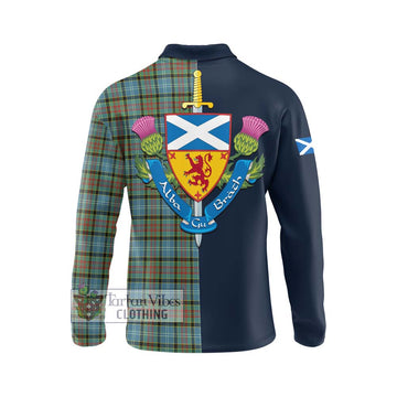 Brisbane Tartan Long Sleeve Polo Shirt Alba with Scottish Lion Royal Arm Half Style