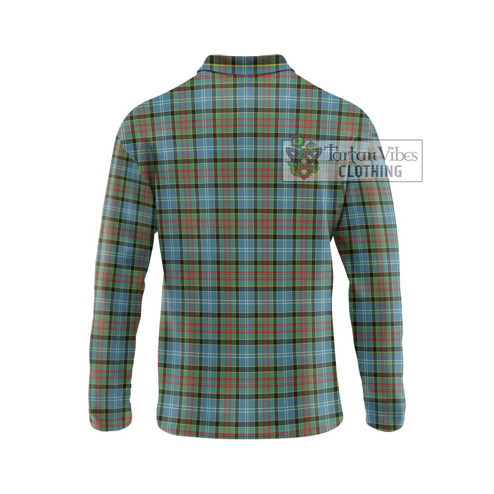 Brisbane Tartan Long Sleeve Polo Shirt with Family Crest DNA In Me Style - Tartanvibesclothing Shop