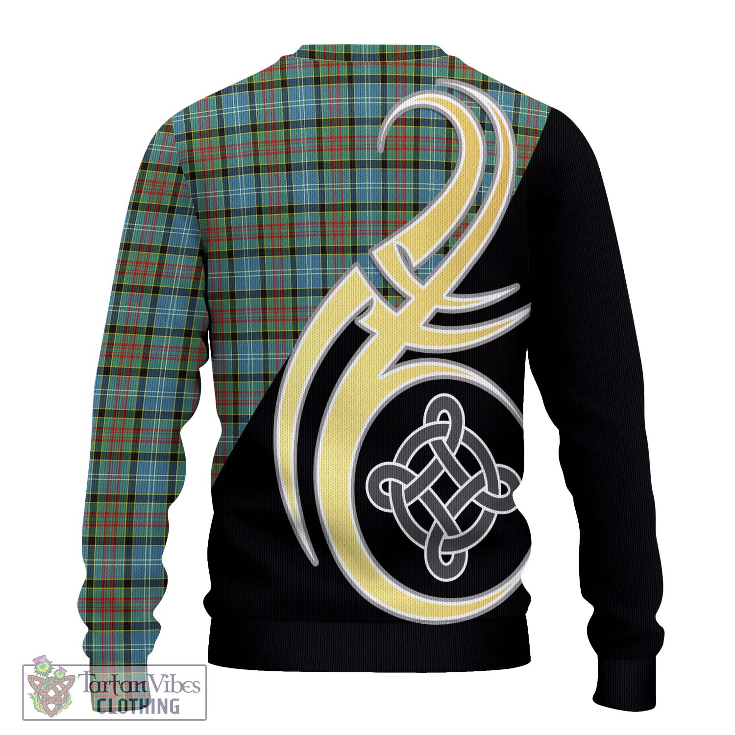 Brisbane Tartan Knitted Sweater with Family Crest and Celtic Symbol Style - Tartan Vibes Clothing