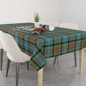 Brisbane Tartan Tablecloth with Clan Crest and the Golden Sword of Courageous Legacy