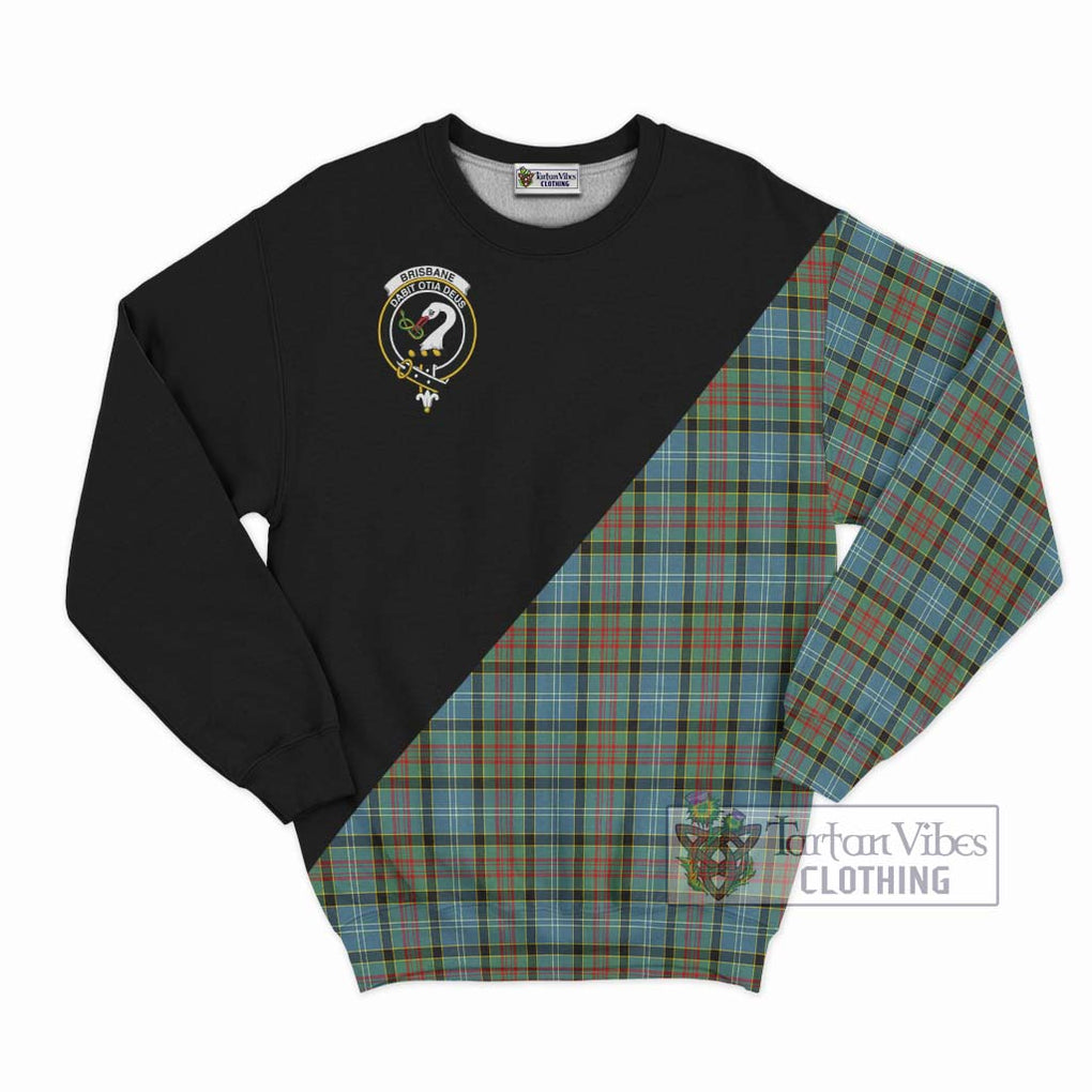 Brisbane Tartan Sweatshirt with Family Crest and Military Logo Style - Tartanvibesclothing Shop