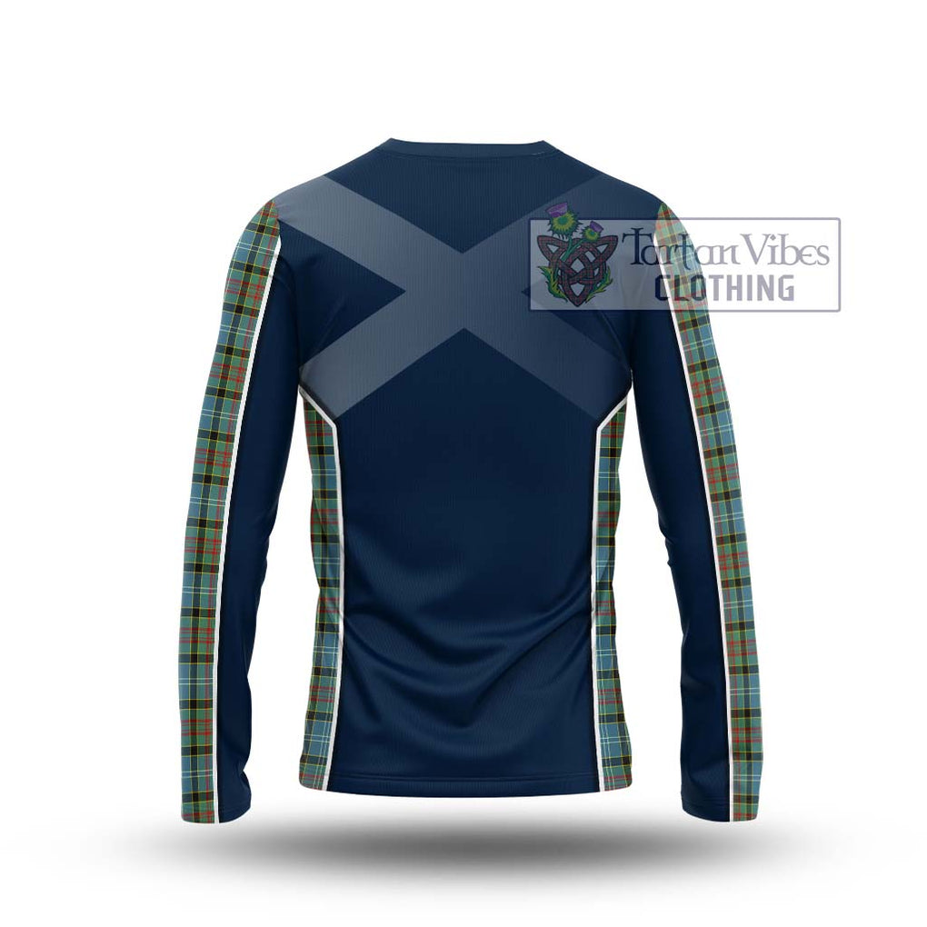 Brisbane Tartan Long Sleeve T-Shirt with Family Crest and Lion Rampant Vibes Sport Style - Tartan Vibes Clothing