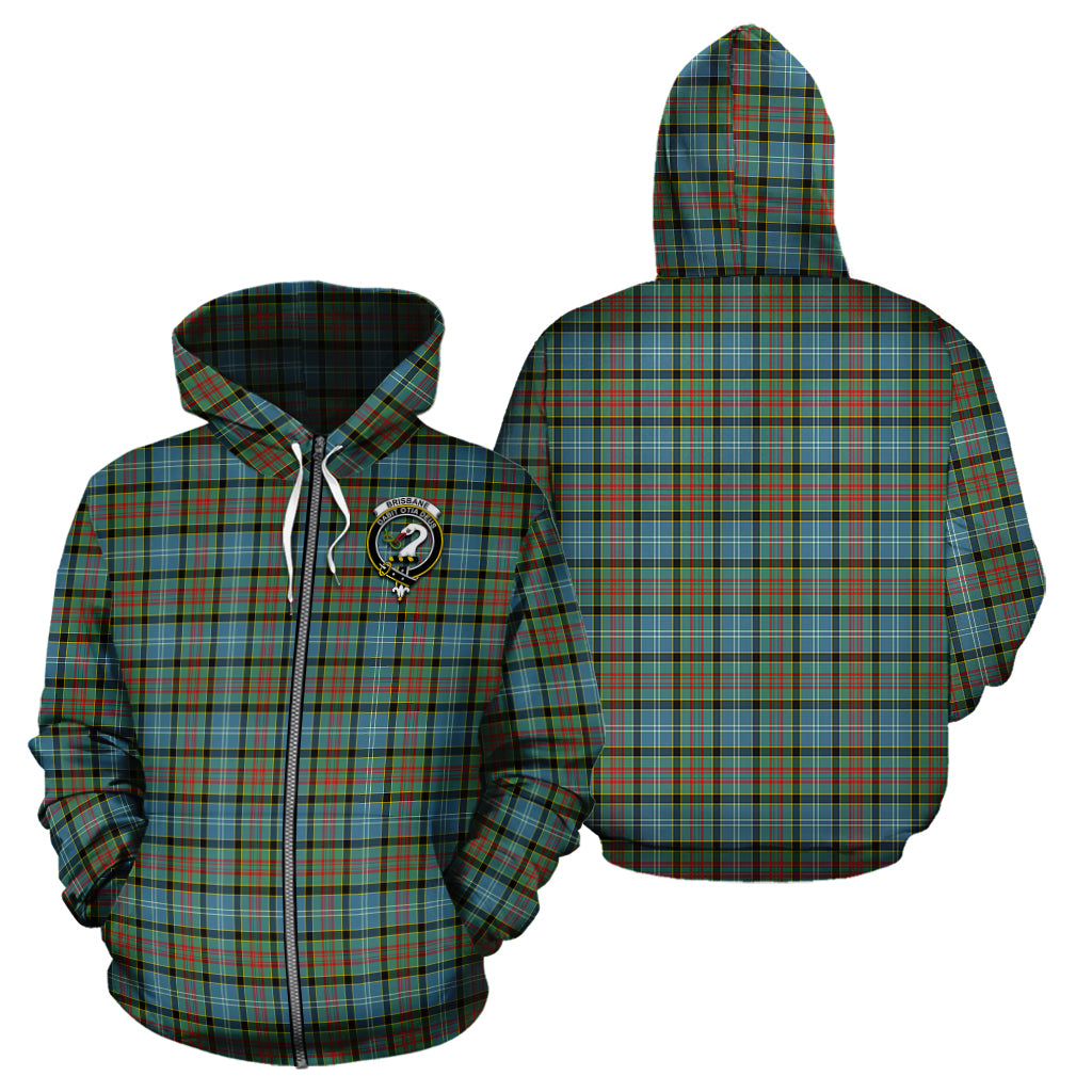 Brisbane modern Tartan Hoodie with Family Crest - Tartanvibesclothing