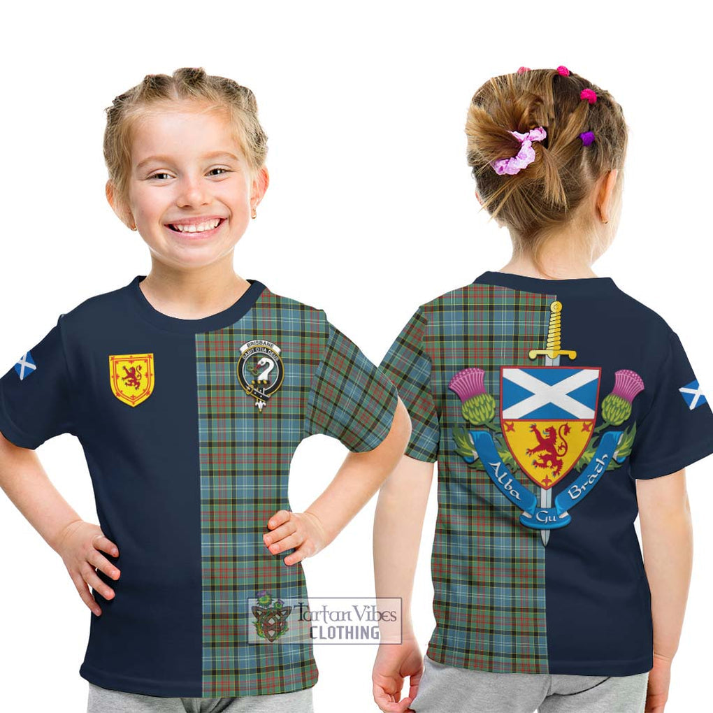 Tartan Vibes Clothing Brisbane Modern Tartan Kid T-Shirt with Scottish Lion Royal Arm Half Style