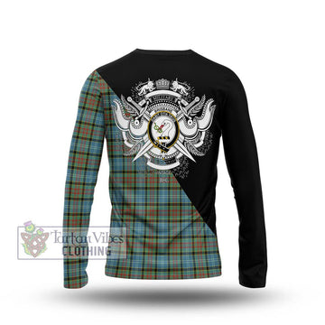 Brisbane Tartan Long Sleeve T-Shirt with Family Crest and Military Logo Style