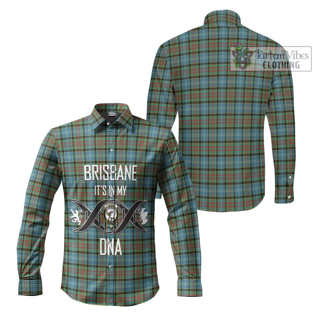 Brisbane Tartan Long Sleeve Button Shirt with Family Crest DNA In Me Style Men's Shirt - Tartanvibesclothing Shop