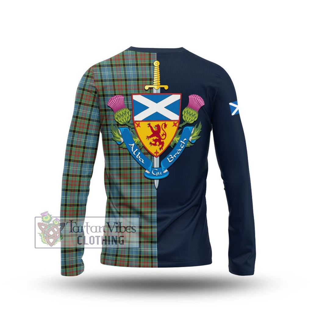 Tartan Vibes Clothing Brisbane Modern Tartan Long Sleeve T-Shirt with Scottish Lion Royal Arm Half Style