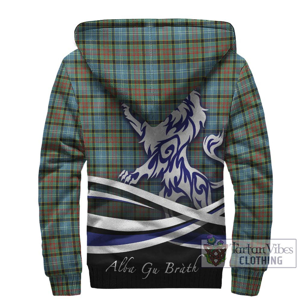 Brisbane Tartan Sherpa Hoodie with Alba Gu Brath Regal Lion Emblem - Tartanvibesclothing Shop