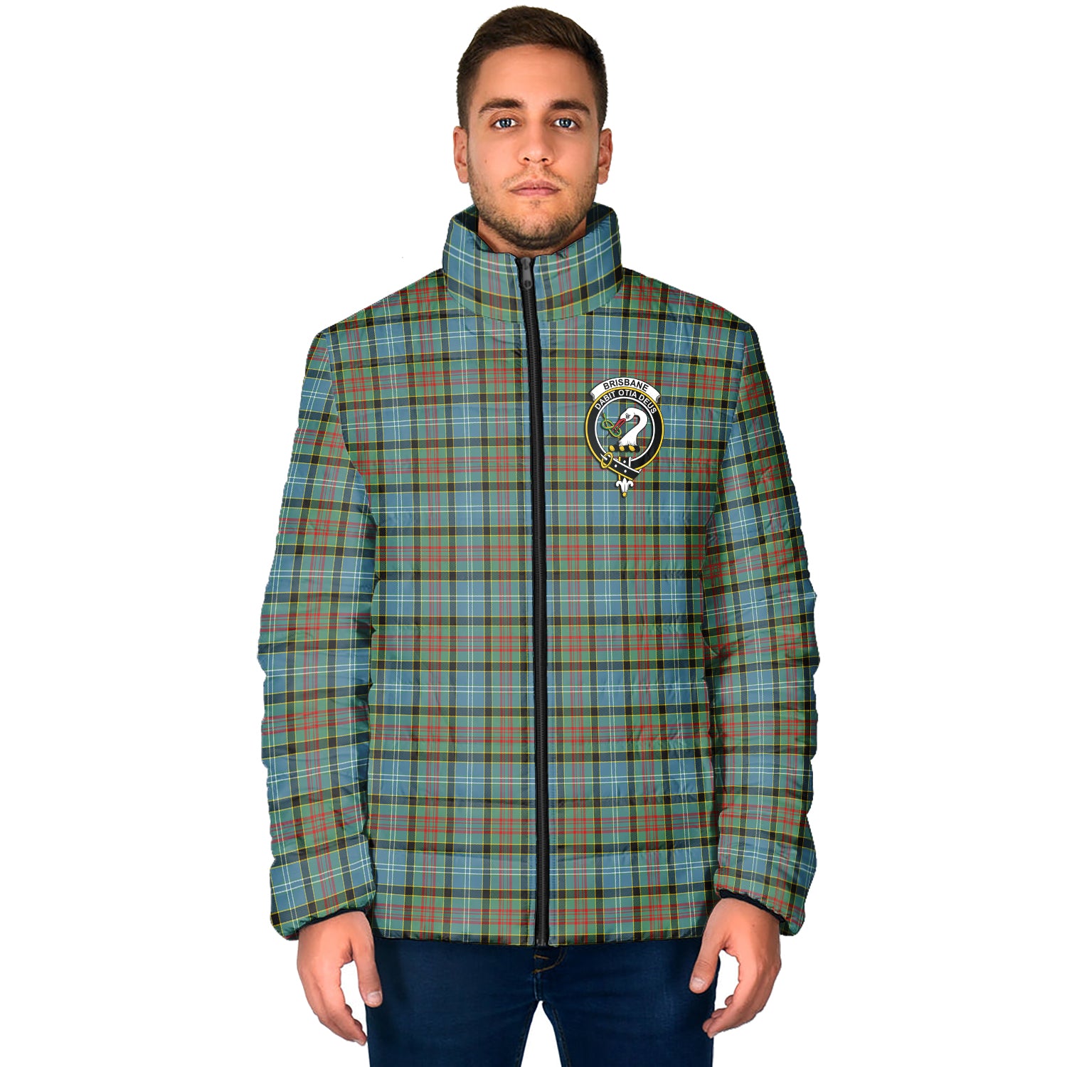 Brisbane Tartan Padded Jacket with Family Crest - Tartan Vibes Clothing