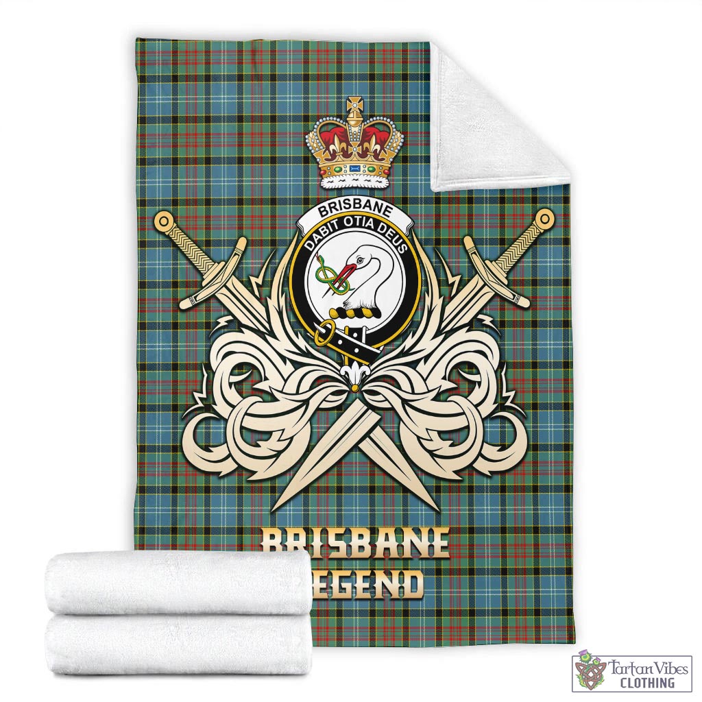 Tartan Vibes Clothing Brisbane modern Tartan Blanket with Clan Crest and the Golden Sword of Courageous Legacy