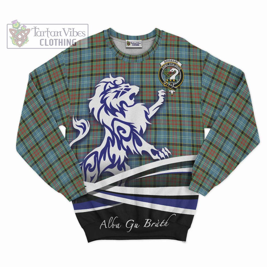 Brisbane Tartan Sweatshirt with Alba Gu Brath Regal Lion Emblem - Tartanvibesclothing Shop