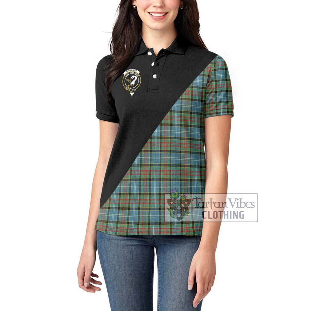 Brisbane Tartan Women's Polo Shirt with Family Crest and Military Logo Style - Tartanvibesclothing Shop