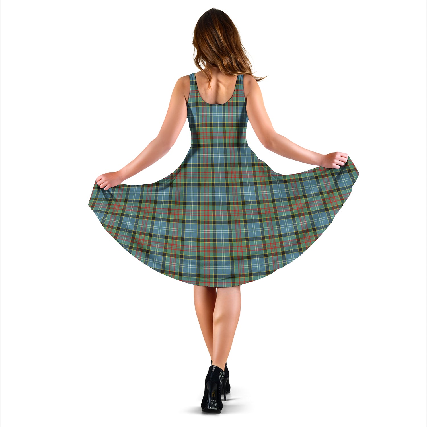 Brisbane modern Tartan Sleeveless Midi Womens Dress - Tartanvibesclothing