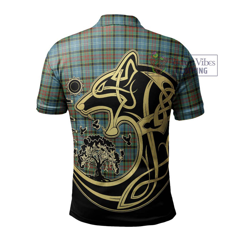 Brisbane Tartan Polo Shirt with Family Crest Celtic Wolf Style - Tartanvibesclothing Shop