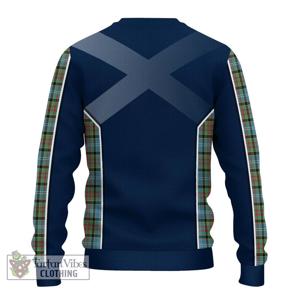 Brisbane Tartan Knitted Sweater with Family Crest and Lion Rampant Vibes Sport Style - Tartan Vibes Clothing