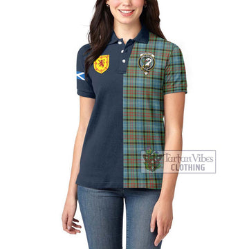 Brisbane Tartan Women's Polo Shirt Alba with Scottish Lion Royal Arm Half Style