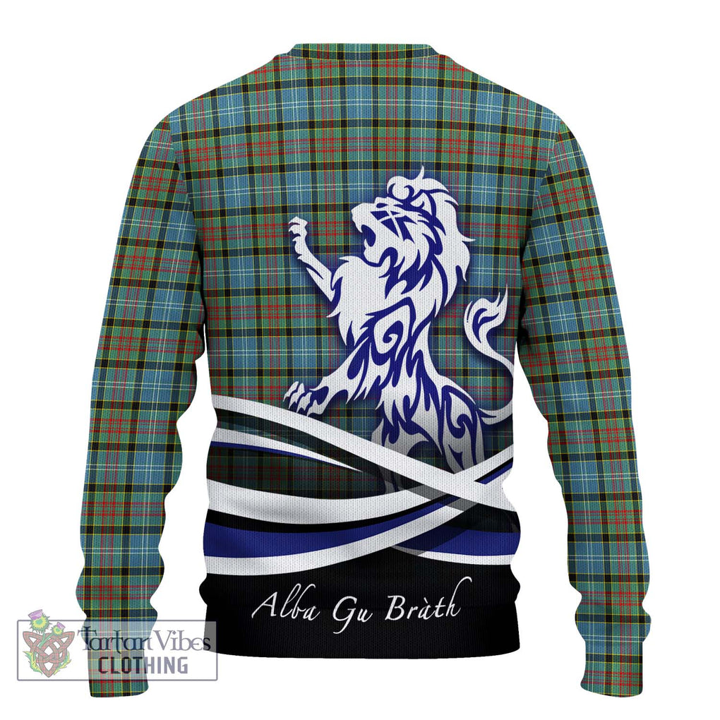 Brisbane Tartan Knitted Sweater with Alba Gu Brath Regal Lion Emblem - Tartanvibesclothing Shop