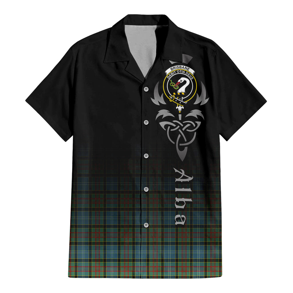 Tartan Vibes Clothing Brisbane modern Tartan Short Sleeve Button Up Featuring Alba Gu Brath Family Crest Celtic Inspired