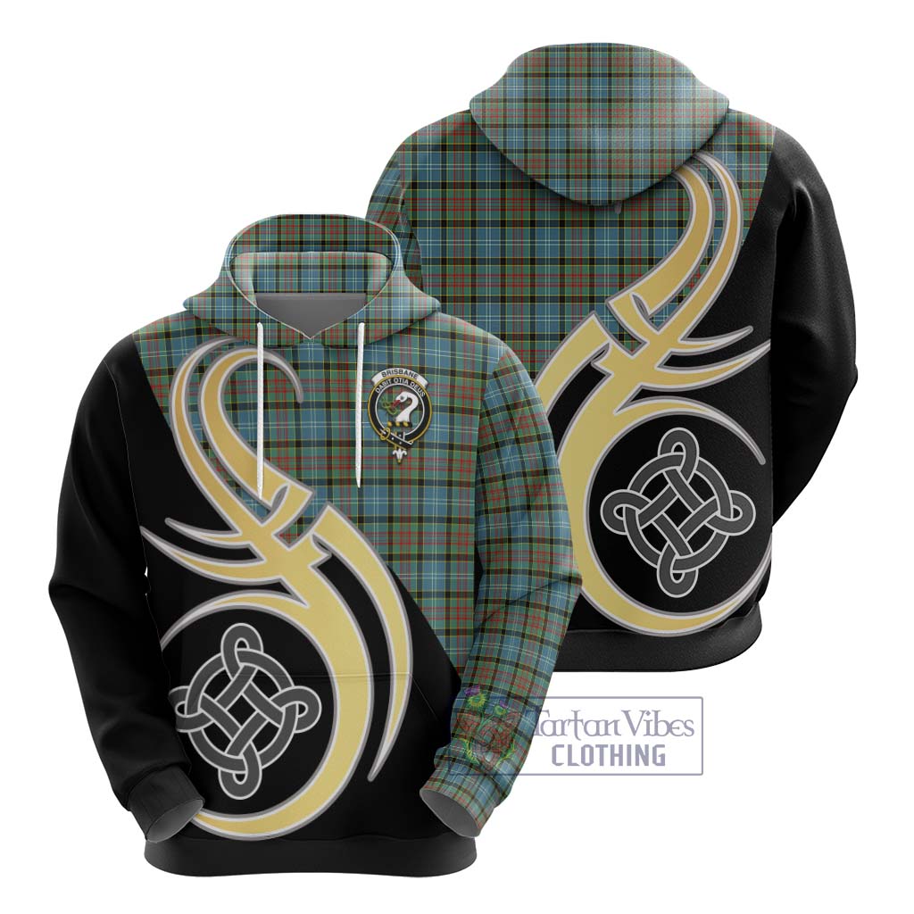 Brisbane Tartan Hoodie with Family Crest and Celtic Symbol Style - Tartan Vibes Clothing