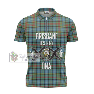 Brisbane Tartan Zipper Polo Shirt with Family Crest DNA In Me Style