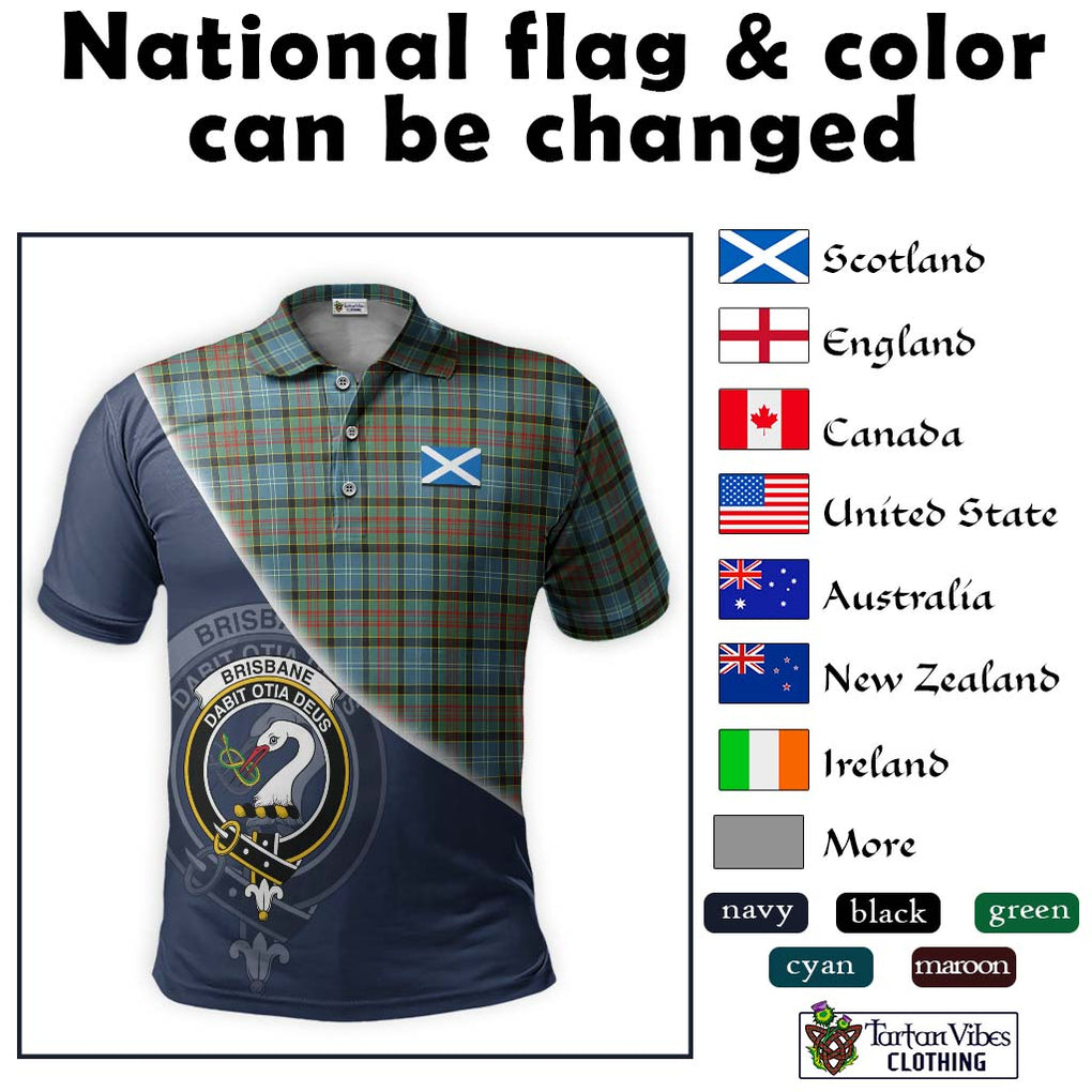 Brisbane Tartan Polo Shirt with Personalised National Flag and Family Crest Half Style - Tartanvibesclothing Shop