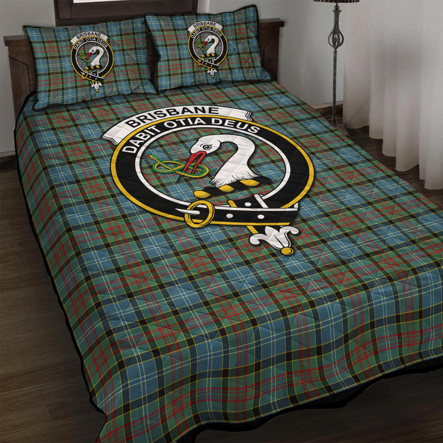 Brisbane Tartan Quilt Bed Set with Family Crest - Tartan Vibes Clothing