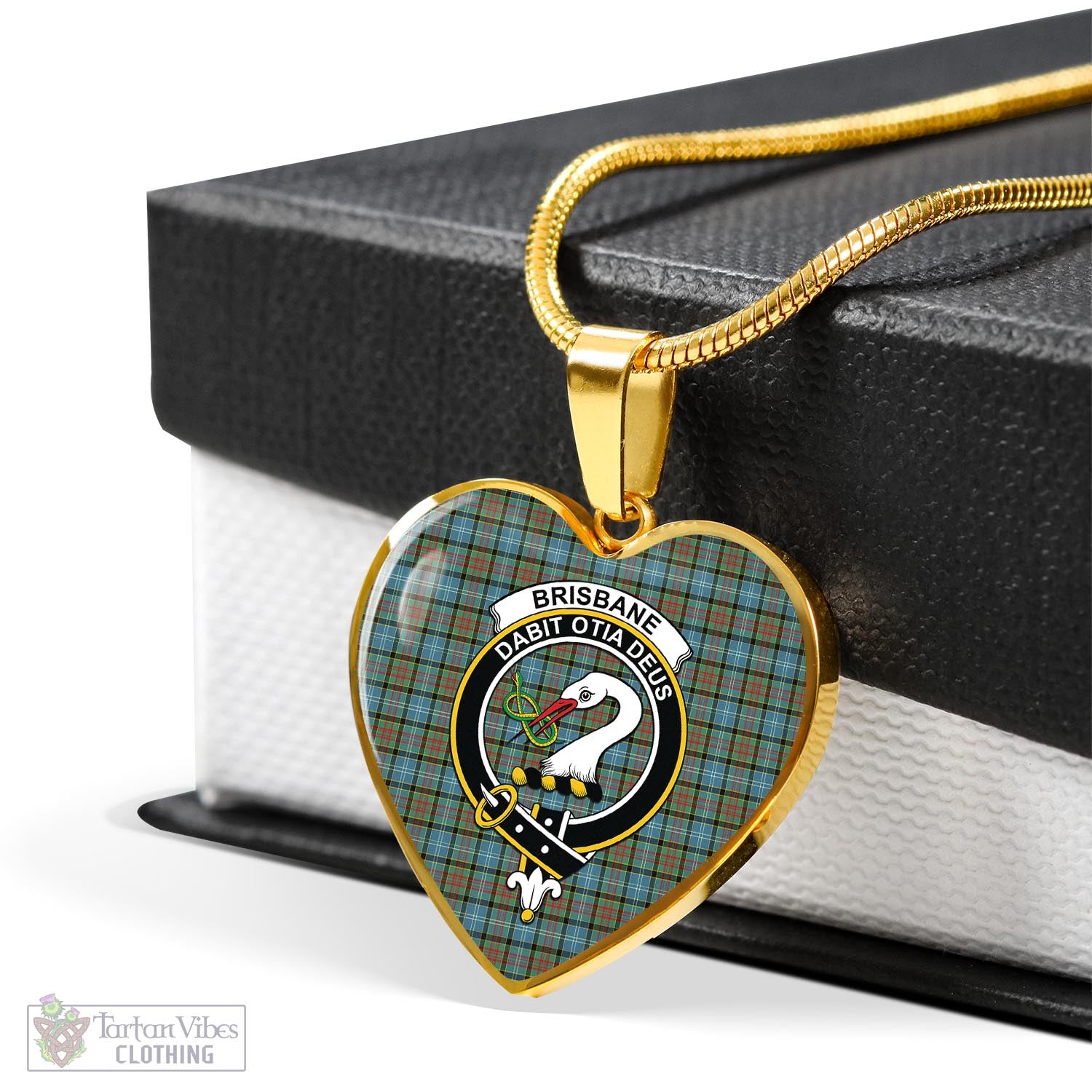 Tartan Vibes Clothing Brisbane modern Tartan Heart Necklace with Family Crest