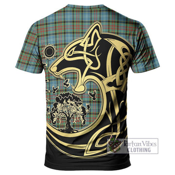 Brisbane Tartan T-Shirt with Family Crest Celtic Wolf Style