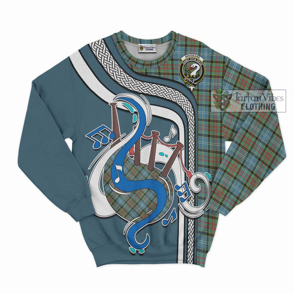 Brisbane Tartan Sweatshirt with Epic Bagpipe Style - Tartanvibesclothing Shop