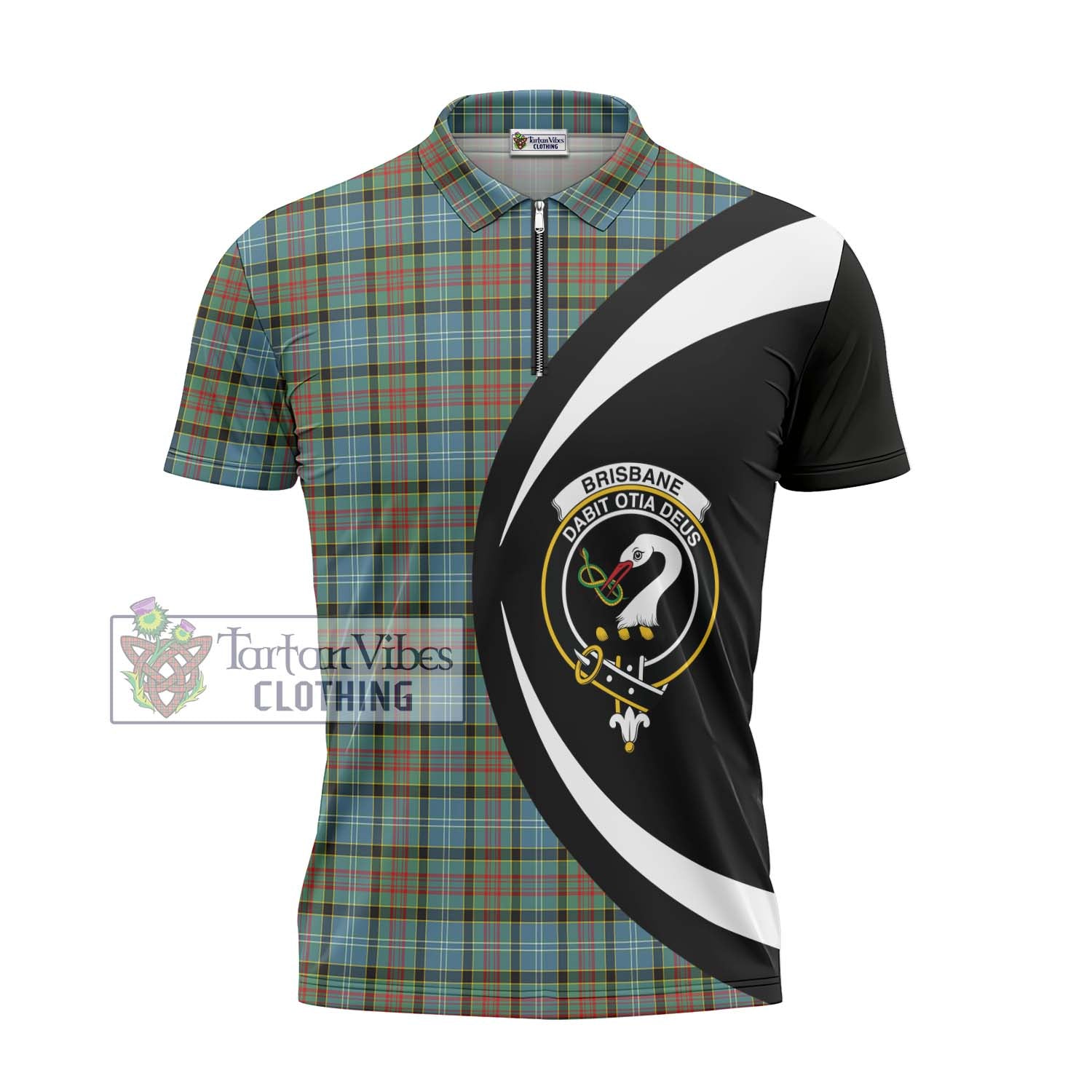 Tartan Vibes Clothing Brisbane Modern Tartan Zipper Polo Shirt with Family Crest Circle Style