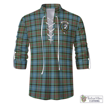 Brisbane Tartan Men's Scottish Traditional Jacobite Ghillie Kilt Shirt with Family Crest