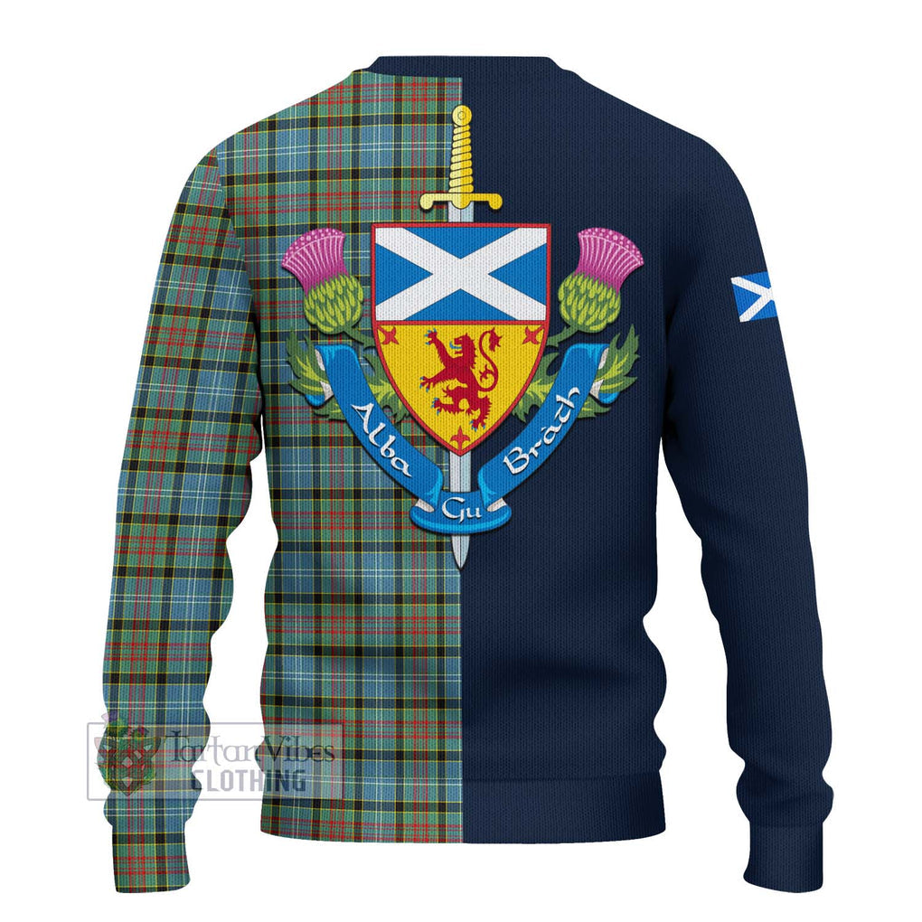 Tartan Vibes Clothing Brisbane Modern Tartan Knitted Sweater with Scottish Lion Royal Arm Half Style