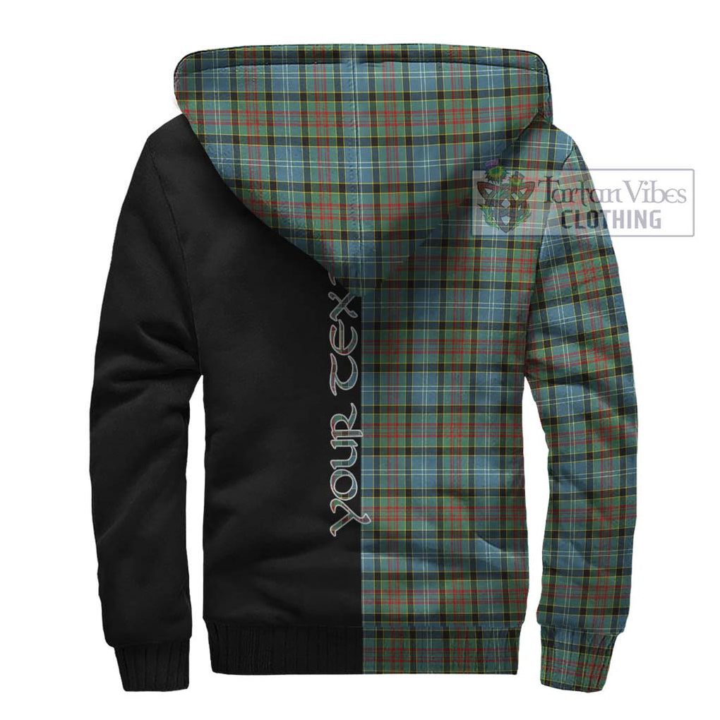 Brisbane Tartan Sherpa Hoodie with Family Crest and Half Of Me Style - Tartanvibesclothing Shop