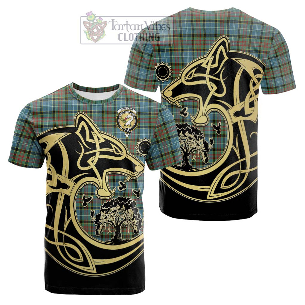 Tartan Vibes Clothing Brisbane Modern Tartan Cotton T-shirt with Family Crest Celtic Wolf Style