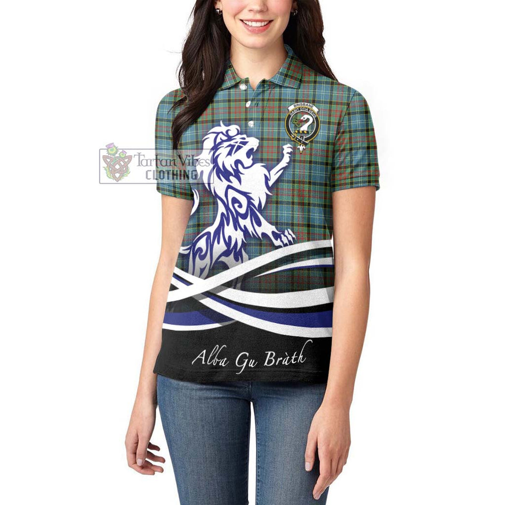 Brisbane Tartan Women's Polo Shirt with Alba Gu Brath Regal Lion Emblem - Tartanvibesclothing Shop