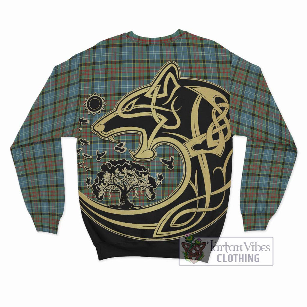 Brisbane Tartan Sweatshirt with Family Crest Celtic Wolf Style - Tartan Vibes Clothing