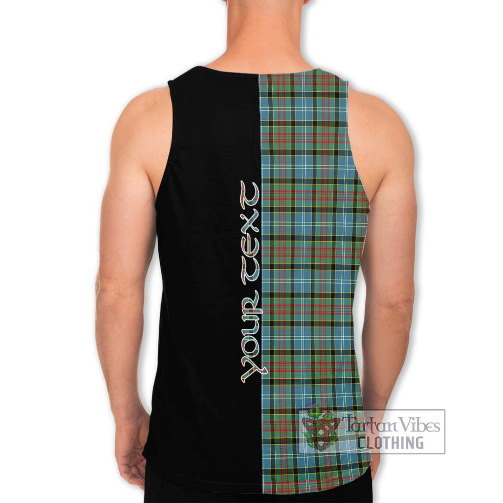 Brisbane Tartan Men's Tank Top with Family Crest and Half Of Me Style - Tartanvibesclothing Shop