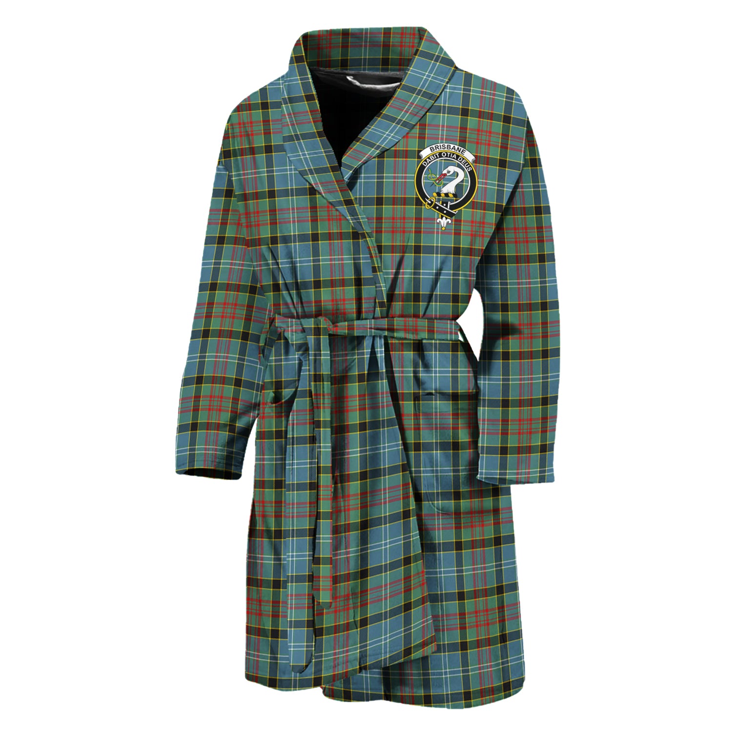 Brisbane Tartan Bathrobe with Family Crest Unisex M - Tartan Vibes Clothing