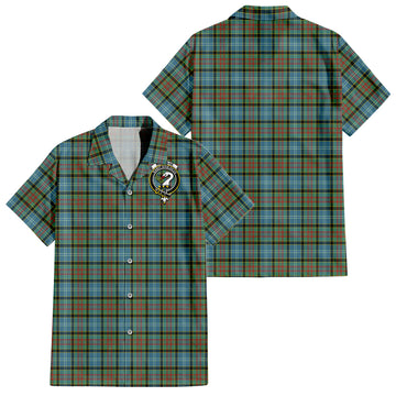 Brisbane Tartan Short Sleeve Button Down Shirt with Family Crest