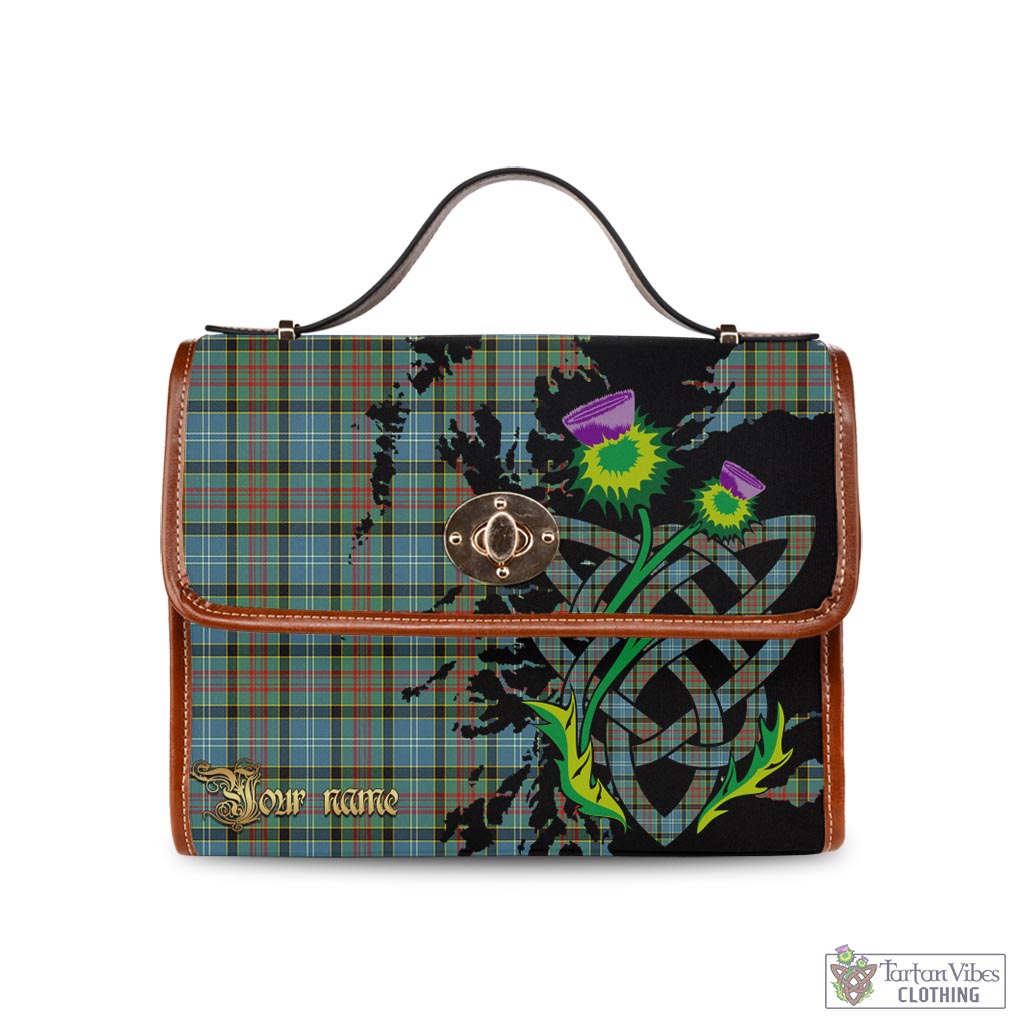 Tartan Vibes Clothing Brisbane Modern Tartan Waterproof Canvas Bag with Scotland Map and Thistle Celtic Accents