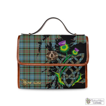 Brisbane Tartan Waterproof Canvas Bag with Scotland Map and Thistle Celtic Accents