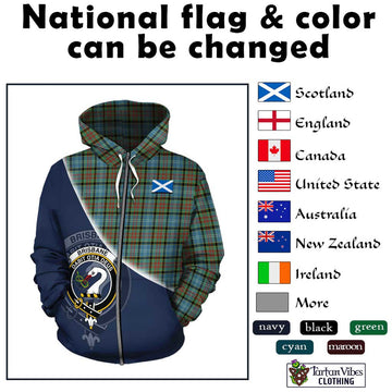 Brisbane Tartan Hoodie with Personalised National Flag and Family Crest Half Style