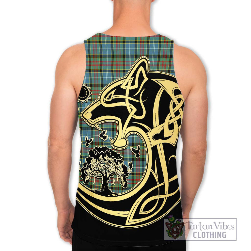 Brisbane Tartan Men's Tank Top with Family Crest Celtic Wolf Style - Tartan Vibes Clothing