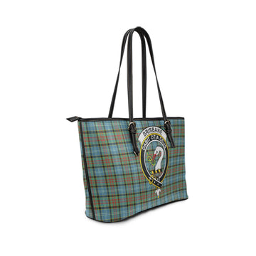 Brisbane Tartan Leather Tote Bag with Family Crest